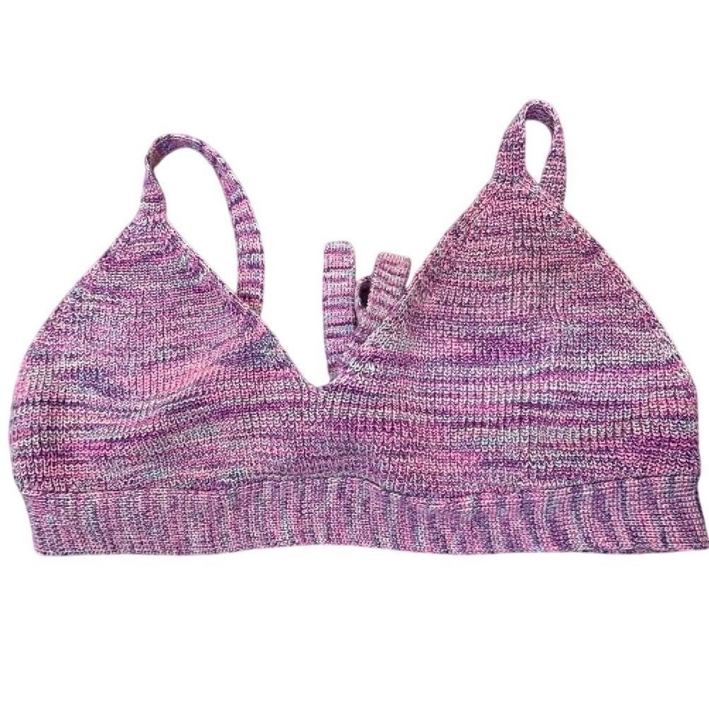 Wild Fable Knit Bralette Crop Top XXL NWT Pink Purple Space Dye‎ Tie Back